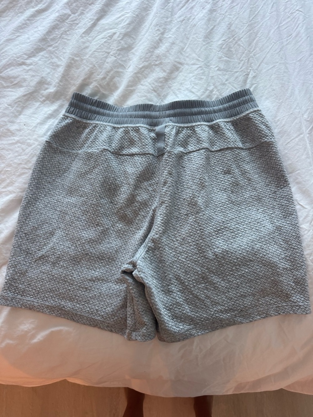 Light Gray Textured Drawstring Shorts - Picture 2 of 2